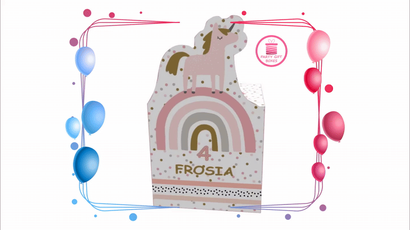 Boho Rainbow Unicorn Printable Party Gift Boxes