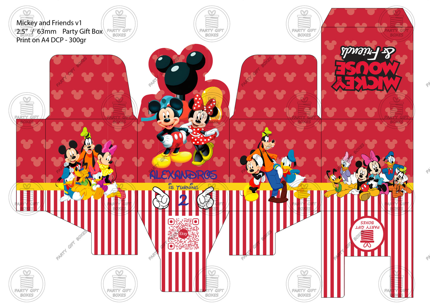 Mickey and Friends v1 Printable Party Gift Boxes
