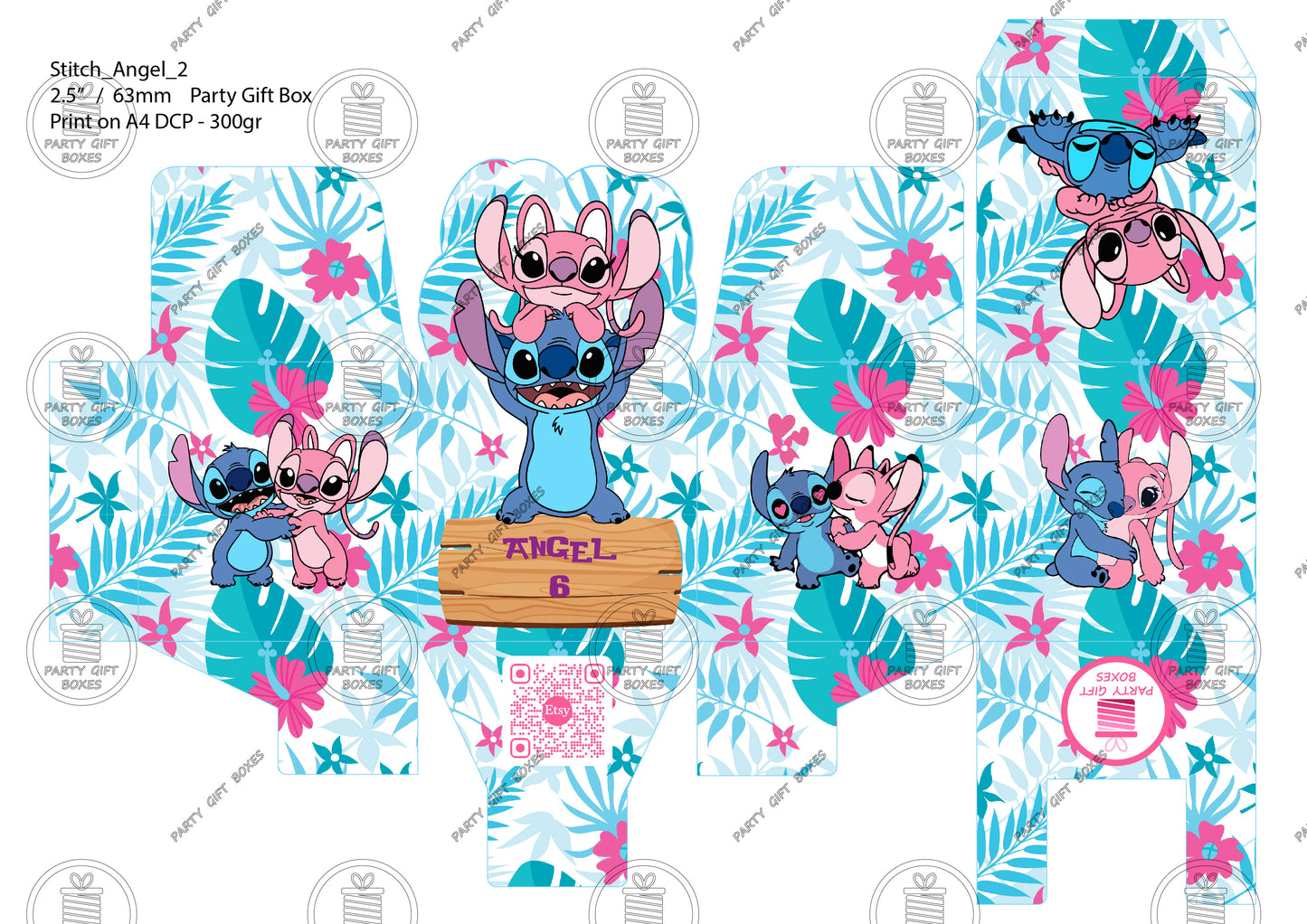 Stitch and Angel v2 Printable Party Gift Boxes